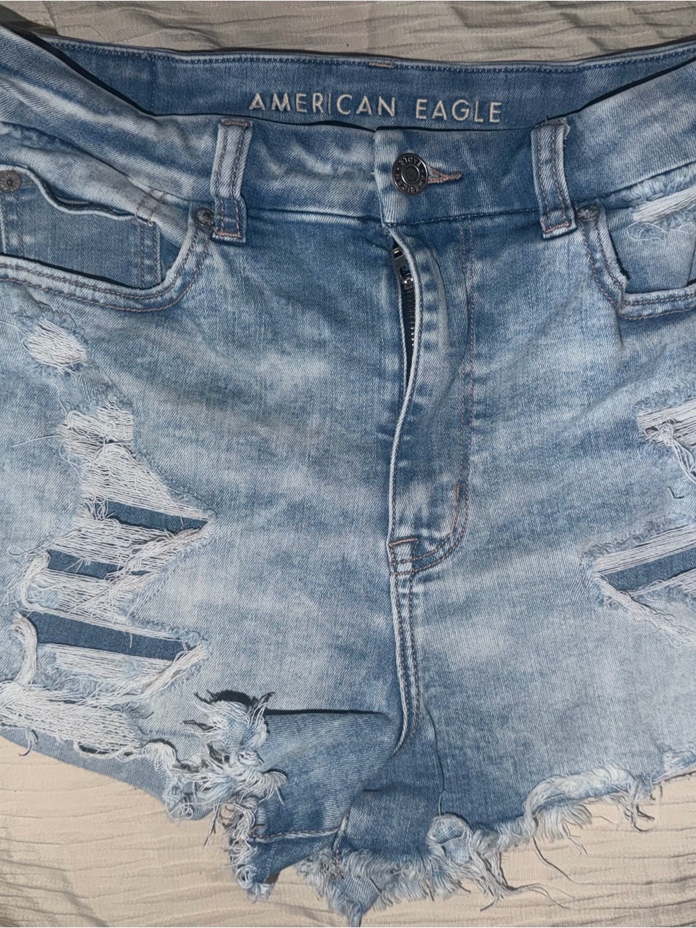 American Eagle Outfitters Light Wash Distressed Denim Shorts